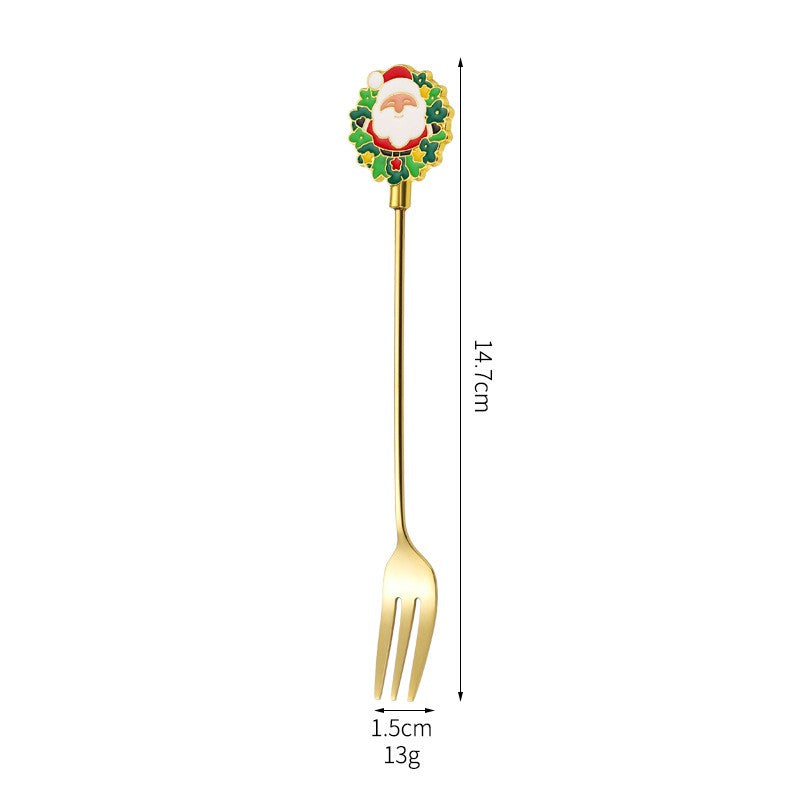 Set 4 Furculite, Flippy, Tema Craciun, Model Carry The Merry, 4 Modele, din Otel Inoxidabil, 19.5 x 16 x 2 cm, Multicolor - vivimall.ro