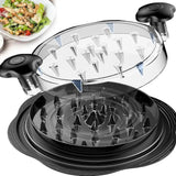Tocator Manual pentru Carne, Flippy, cu Capac Transparent, Tocator de Pui Antiderapant, Manere Ergonomice, 25 x 25 x 5.5 cm, Negru - vivimall.ro