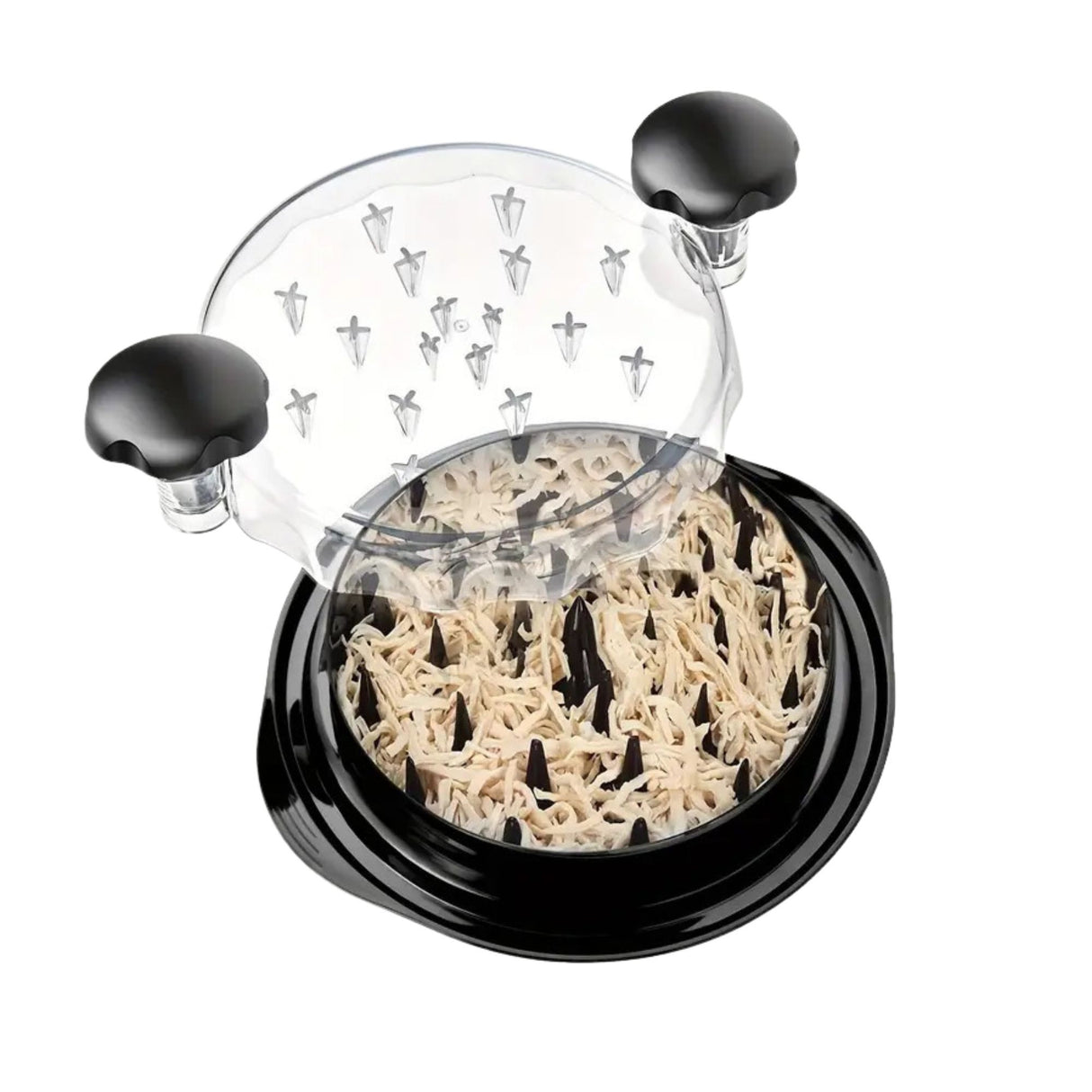 Tocator Manual pentru Carne, Flippy, cu Capac Transparent, Tocator de Pui Antiderapant, Manere Ergonomice, 25 x 25 x 5.5 cm, Negru - vivimall.ro