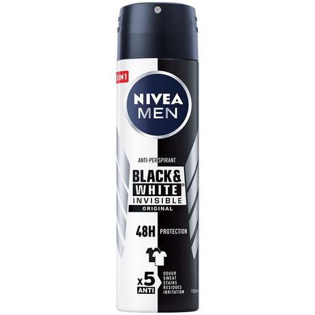 Antiperspirant Deo Spray, NIVEA, Invisible Black White Original, 150 ml - vivimall.ro