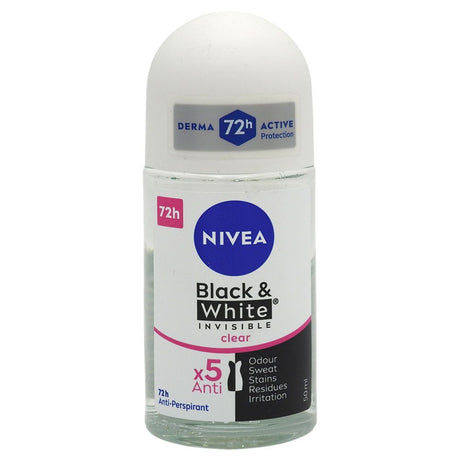 Antiperspirant Roll On, NIVEA, Invisible Clear, 50 ml - vivimall.ro