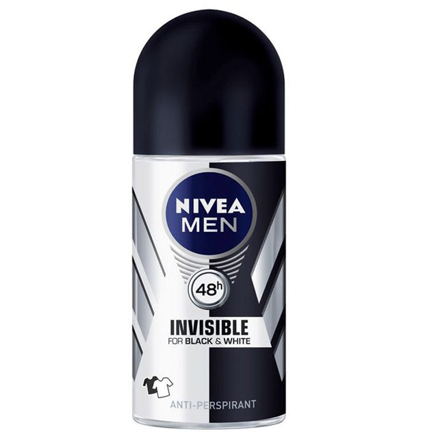 Antiperspirant Roll On, NIVEA, Black White Invisible Original, 50 ml - vivimall.ro