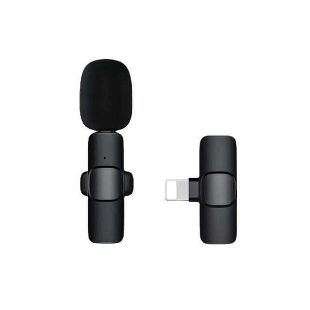 Microfon Lavaliera Wireless, Vivimall, 1 Microfon si 1 Receptor Tip Lightning, Autonomie 1-3h, Bluetooth 5.0, 70dB, Baterie 50 mAh, Negru - vivimall.ro