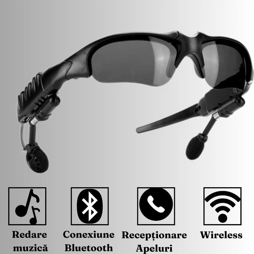 Ochelari de Soare Inteligenti, Vivimall, Lentile Polarizate, Conexiune Bluetooth 5.0, Functie Apelare, Redare Muzicala, Impermeabili IPX3, 12.5 x 17 x 4 cm, Negru - vivimall.ro