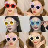 Ochelari Decorativi, Vivimall, pentru Petrecere, din ABS, Unisex, Model Happy Birthday, 13.5 x 8.5 cm, Bej cu Lentile Galbene - vivimall.ro