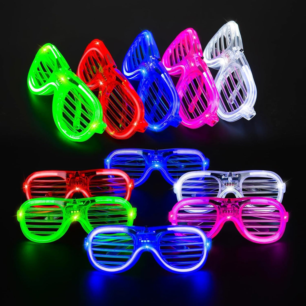Ochelari de Petrecere cu LED, Vivimall, Model Grilaj, din Plastic, 3 Moduri de Iluminat, Marime Universala, Multicolor - vivimall.ro