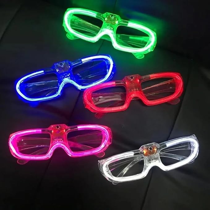 Ochelari de Petrecere cu LED, Vivimall, Model Neon, din Plastic, 3 Moduri de Iluminat, Marime Universala, Multicolor - vivimall.ro