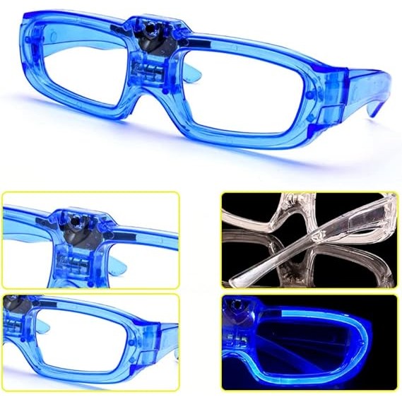 Ochelari de Petrecere cu LED, Vivimall, Model Neon, din Plastic, 3 Moduri de Iluminat, Marime Universala, Multicolor - vivimall.ro