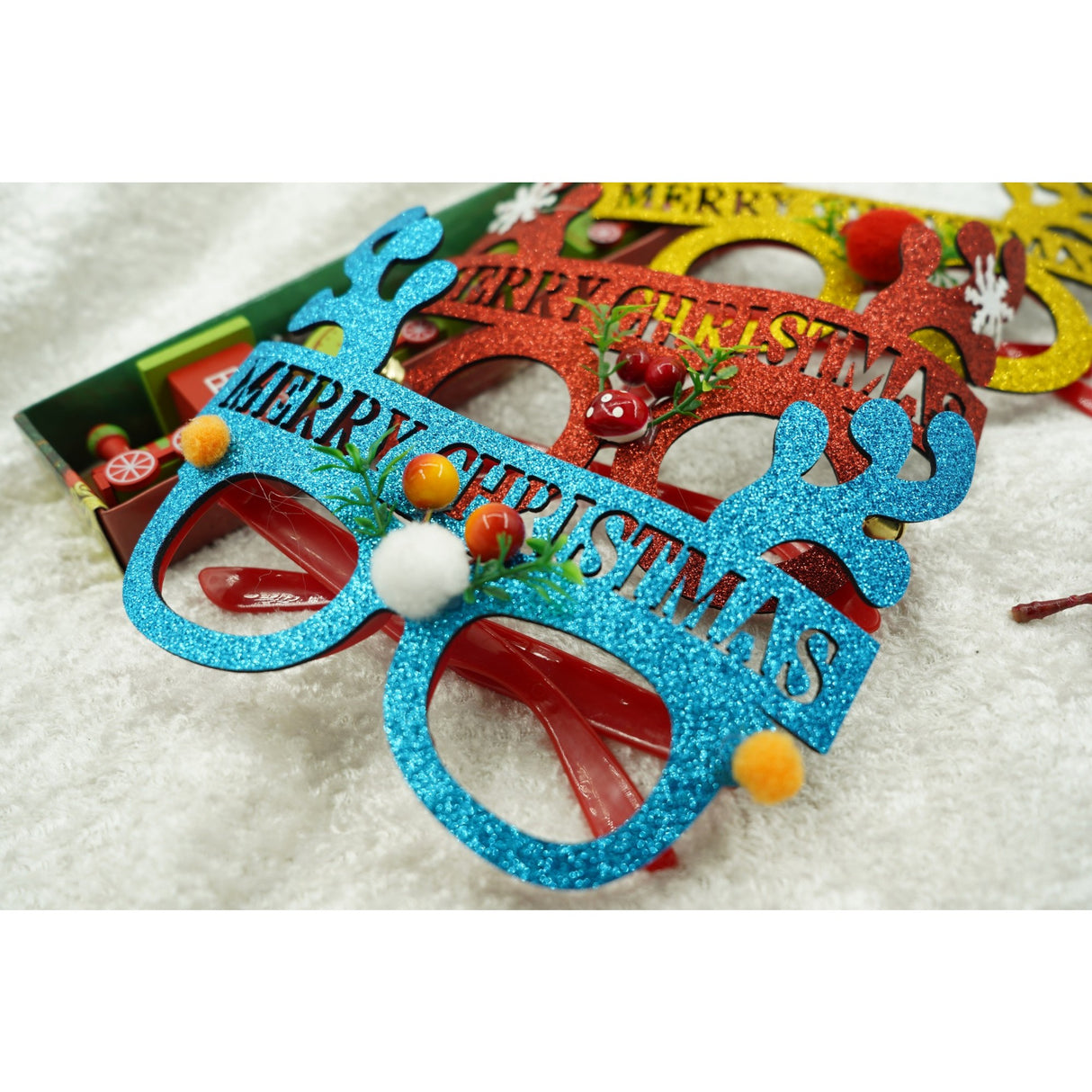 Ochelari petrecere de Craciun, Albastru, din Plastic si Poliester, Vivimall - vivimall.ro