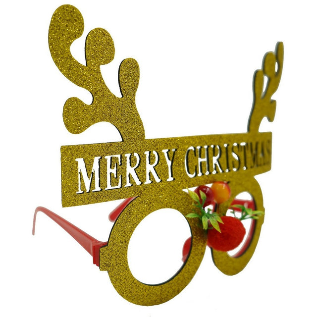 Ochelari petrecere de Craciun, rotunzi, Galben, din Plastic si Poliester, Vivimall - vivimall.ro