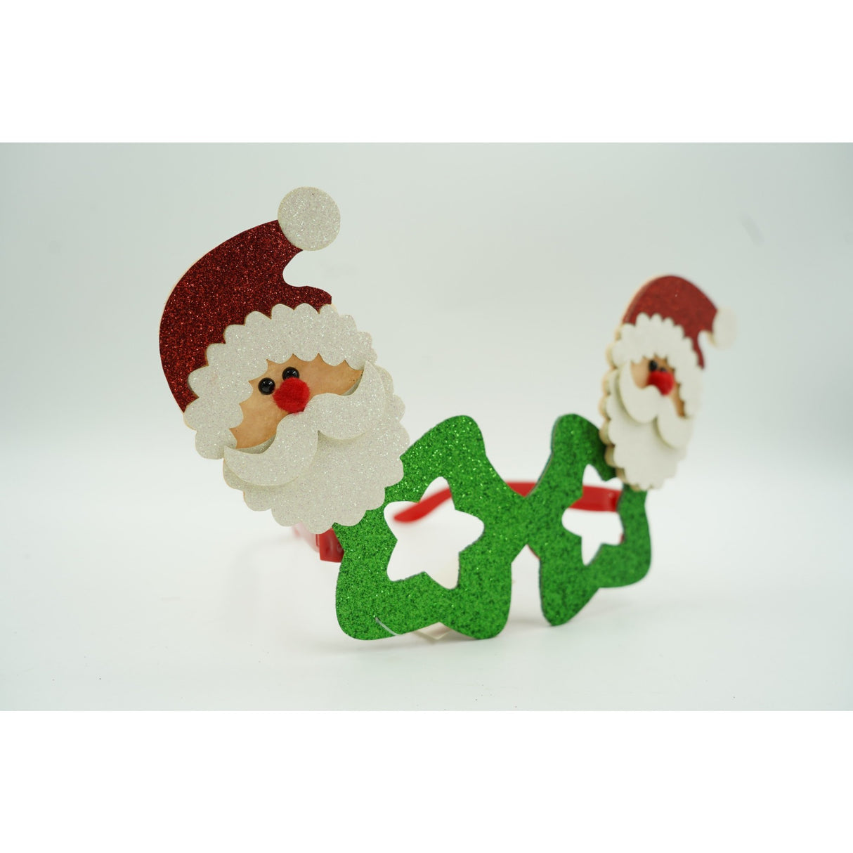 Ochelari petrecere de Craciun, tip Stea cu Mos Craciun, Verde, din Plastic si Poliester, Vivimall - vivimall.ro