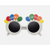 Ochelari Rotunzi Happy Birthday, Vivimall, Tematica Aniversare, Protectie Soare, din Plastic, 18.5x11.5 cm, Alb - vivimall.ro
