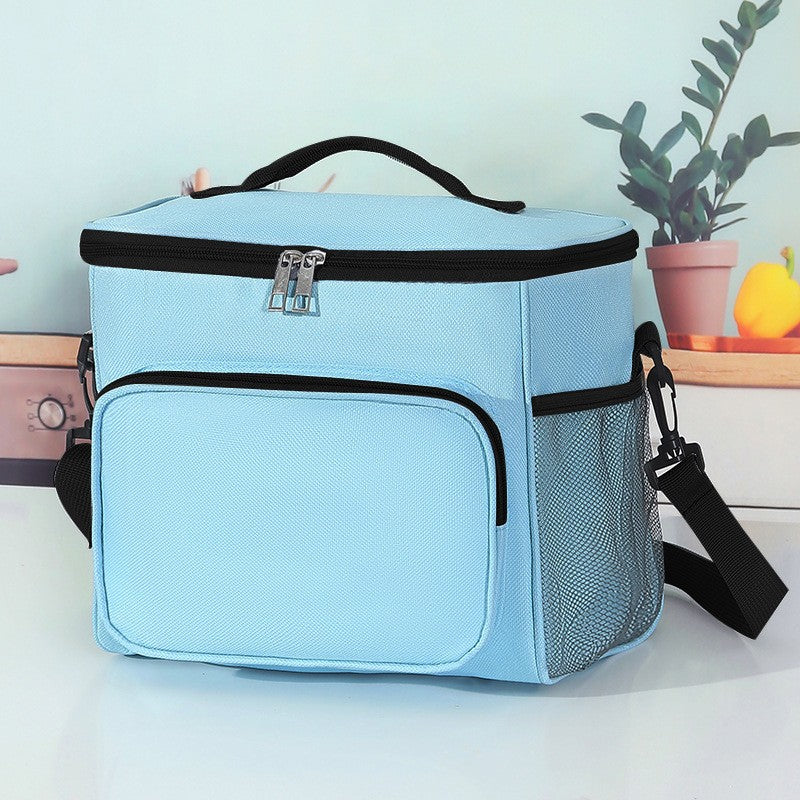 Geanta Pentru Picnic Cu Izolare Termica, Multifunctionala, Compartimentata, 2 Tipuri De Manere, Impermeabila, 26X24X17 Cm, Albastru Deschis - vivimall.ro