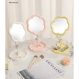 Oglindă de Machiaj pentru Birou, Flippy, Rotativă, Detasabilă, Model de Floarea Soarelui, Suport pentru Inele, cu Depozitare, Alba