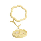 Oglindă de Machiaj pentru Birou, Flippy, Rotativă, Detasabilă, Model de Floarea Soarelui, Suport pentru Inele, cu Depozitare, Galbena