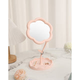 Oglinda De Machiaj Pentru Birou, Rotativa, Detasabila, Model De Floarea Soarelui, Suport Pentru Inele, Cu Depozitare, Roz - vivimall.ro