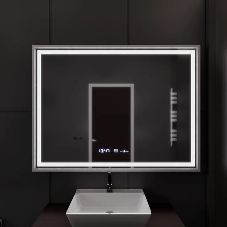 Oglinda Led Rectangulara, Verite Imperial Silver Motion Glow Marcello, Sistem Dezaburire, Ceas & Termometru - vivimall.ro