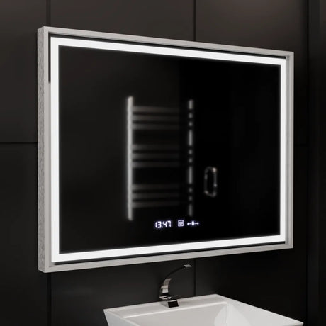 Oglinda Led Rectangulara, Verite Imperial Silver Motion Glow Marcello, Sistem Dezaburire, Ceas & Termometru - vivimall.ro