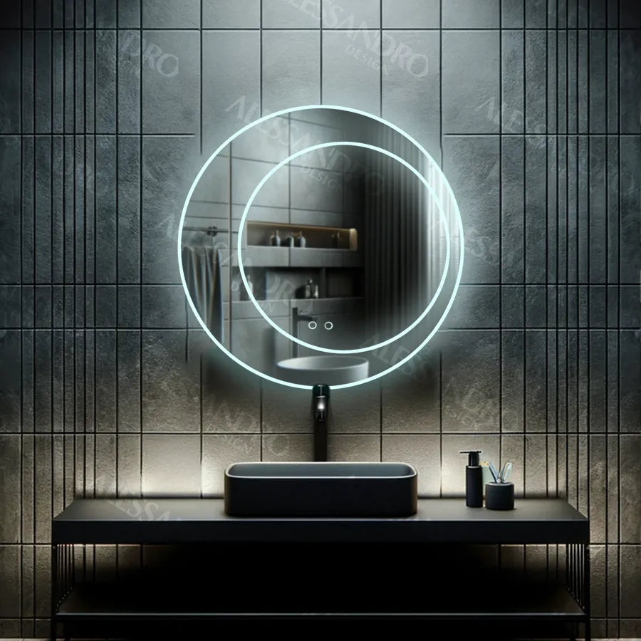 Oglinda Led Rotunda, 60Cm, Feronia Touch, Sistem Dezaburire - vivimall.ro