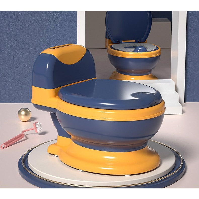 Olita Bebelusi, Pentru Copii 1 - 8 Ani, Model Toaleta Adulti, Colac Moale Pvc, Compartiment Detasabil, Cutie Depozitare Hartie, 34 X 32 X 19 Cm, Albastru/Portocaliu - vivimall.ro