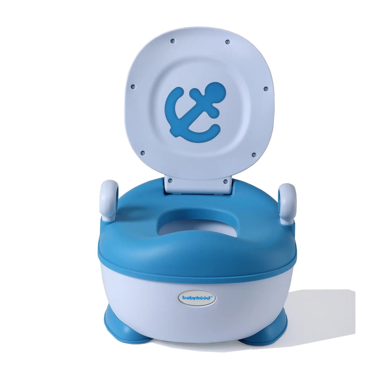 Olita pentru Copii, Vivimall, +1an, Portabila, Design cu Ancora, cu Capac, Model Prietenos, Non-Toxic, Compartiment Detasabil, cu Manere, cu 4 Picioare, Usor de Curatat, 46*33*32 cm, Albastru - vivimall.ro