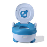 Olita pentru Copii, Vivimall, +1an, Portabila, Design cu Ancora, cu Capac, Model Prietenos, Non-Toxic, Compartiment Detasabil, cu Manere, cu 4 Picioare, Usor de Curatat, 46*33*32 cm, Albastru - vivimall.ro