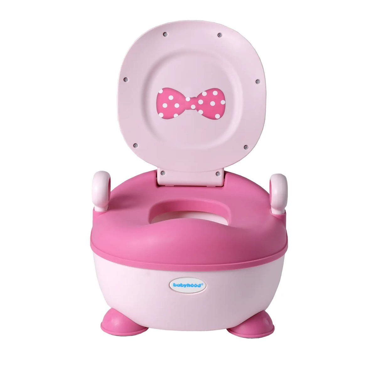 Olita pentru Copii, Vivimall, +1an, Portabila, Design cu Fundita, cu Capac, Model Prietenos, Non-Toxic, Compartiment Detasabil, cu Manere, cu 4 Picioare, Usor de Curatat, 46*33*32 cm, Roz - vivimall.ro