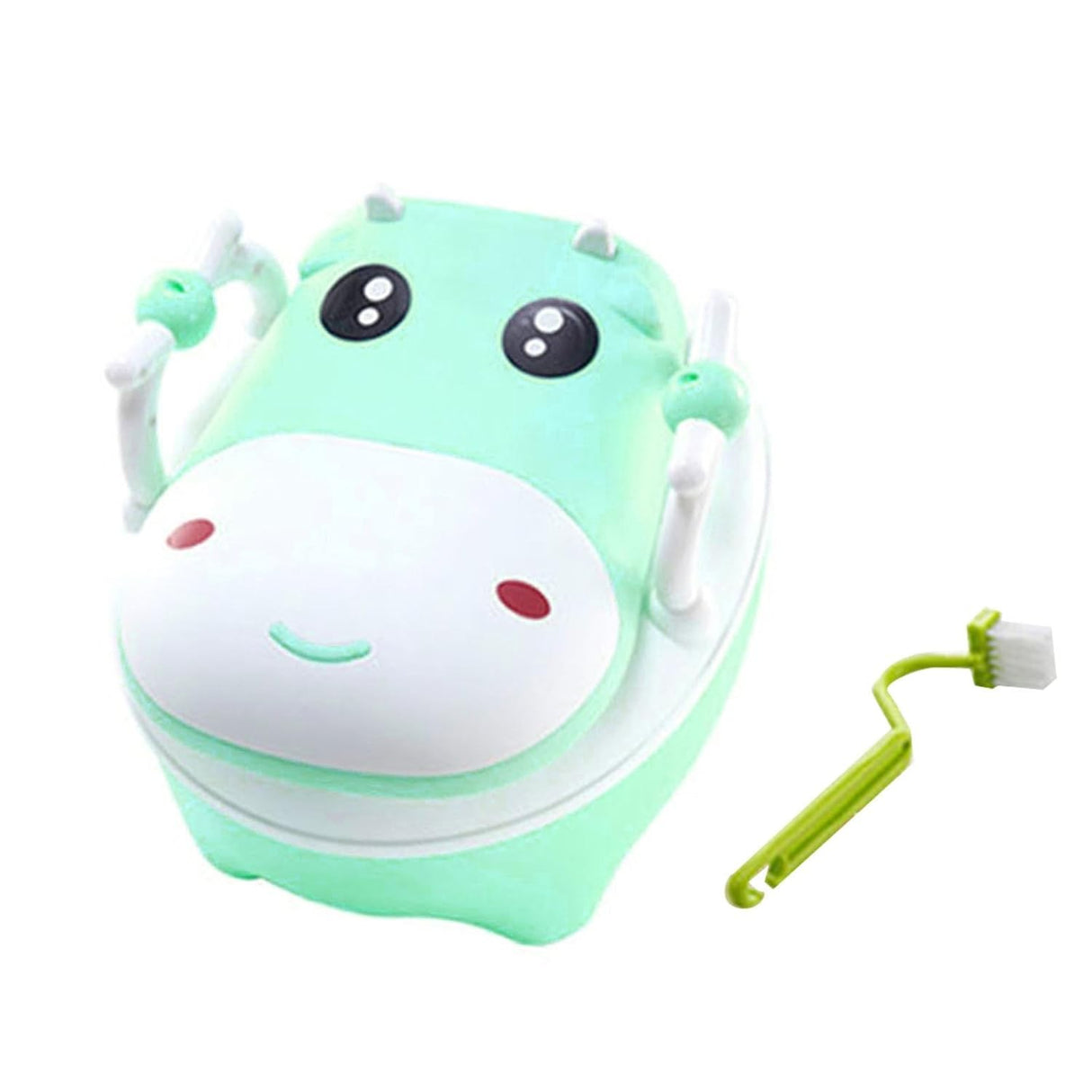 Olita Pentru Copii, +1An, Portabila, Design Vacuta Cu Capac, Model Prietenos, Non-Toxic, Cu Manere, Compartiment Detasabil, Perie Inclusa, Usor De Curatat - vivimall.ro