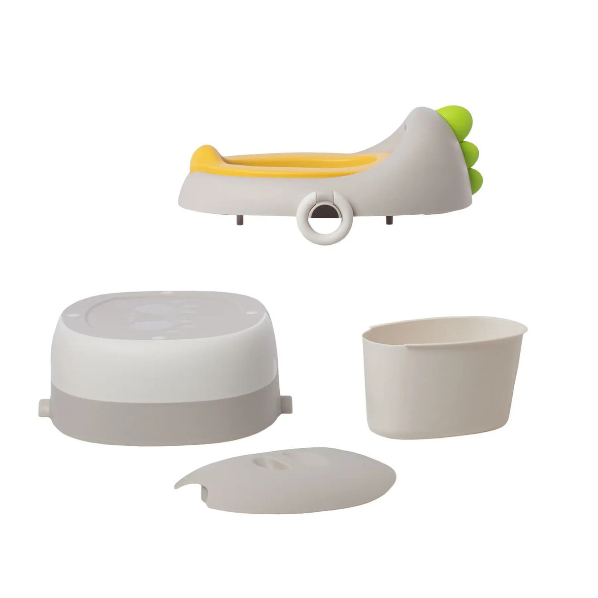 Olita Pentru Copii, 3 In 1, Detasabila, Inaltator, Reductor Wc, Cu Capac, 100 De Saci De Unica Folosinta, Gri - vivimall.ro