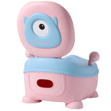 Olita pentru Copii, Vivimall, +6 luni, Compartiment Detasabil, cu Capac, Antiderapanta, din Plastic, Colac Moale, Model Animat Ciclop, cu Maner, 33 x 21 x 45 cm, Albastru/Roz - vivimall.ro