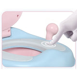 Olita pentru Copii, Vivimall, +6 luni, Compartiment Detasabil, cu Capac, Antiderapanta, din Plastic, Colac Moale, Model Animat Ciclop, cu Maner, 33 x 21 x 45 cm, Albastru/Roz - vivimall.ro