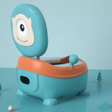 Olita pentru Copii, Vivimall, +6 luni, Compartiment Detasabil, cu Capac, Antiderapanta, din Plastic, Colac Moale, Model Animat Ciclop, cu Maner, 33 x 21 x 45 cm, Albastru/Portocaliu - vivimall.ro