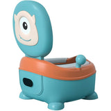 Olita pentru Copii, Vivimall, +6 luni, Compartiment Detasabil, cu Capac, Antiderapanta, din Plastic, Colac Moale, Model Animat Ciclop, cu Maner, 33 x 21 x 45 cm, Albastru/Portocaliu - vivimall.ro