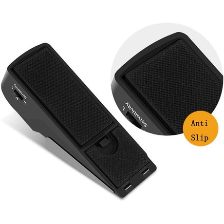 Opritor pentru Usa cu Alarma, Vivimall, 120DB, cu Baterii, cu 3 Trepte de Sensibilitate, Antialunecare, Buton ON-OFF, 14x4.5x4 cm, Negru - vivimall.ro