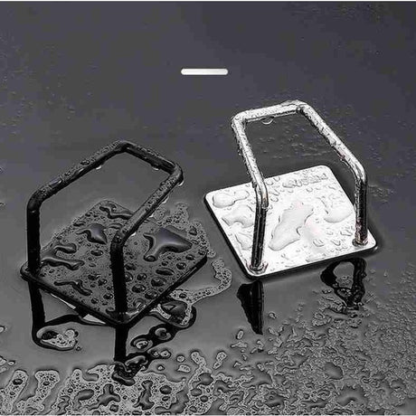 Organizator bucatarie Vivimall cu adeziv, carlig-suport pentru burete, accesorii bucatarie, 5x5x3,5 cm, otel inoxidabil, negru - vivimall.ro