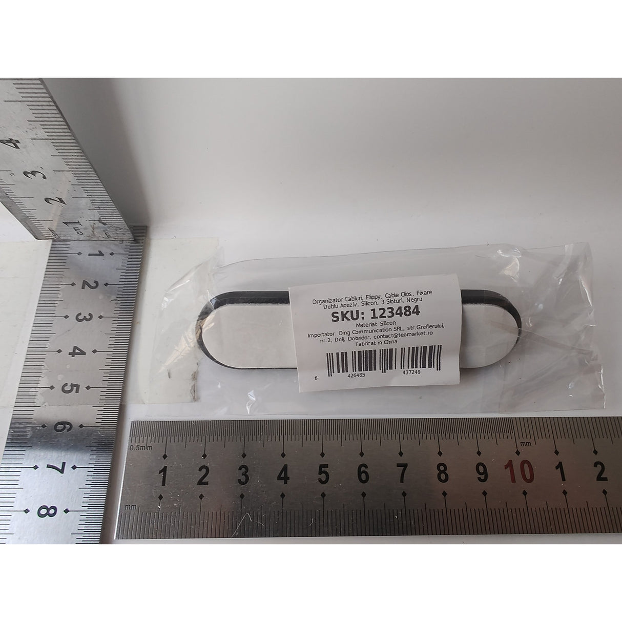 Organizator Cabluri, Flippy, Cable Clips, Fixare Dublu Adeziv, Silicon, 3 Sloturi, Negru - vivimall.ro