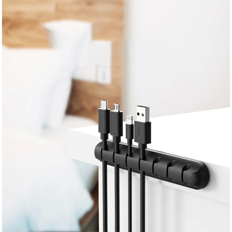 Organizator de Cabluri, Vivimall, Autoadeziv, Multifunctional, 7 Locuri de Suport, 11.8x2.2cm, Negru - vivimall.ro