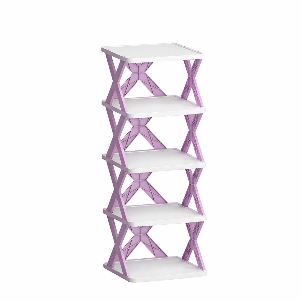Organizator de Pantofi, Vivimall, 5 Straturi, din ABS, Suport Modular, 65.5 x 24 x 26 cm, Mov - vivimall.ro