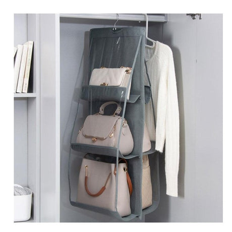 Organizator Genti 6 Compartimente Vivimall, Suspendabil, 85 x 36 cm, gri - vivimall.ro