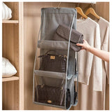 Organizator Genti 6 Compartimente Vivimall, Suspendabil, 85 x 36 cm, gri - vivimall.ro