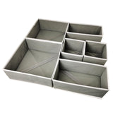 Organizator pentru Sertar, Vivimall, 3 Marimi, pentru Lenjerie, Tricouri, Sosete, 6 Piese, Pliabil, Stivuibil, din Tesatura, Gri/Alb - vivimall.ro