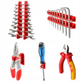 Organizator Scule Perete, Flippy, set 96 Piese, Panou Modular Multifunctional, Cutii pentru Suruburi si Piese mici, Rafturi, Suporturi si Carlige, Sistem Depozitare Unelte pentru Garaj/Atelier,172.8 X 78 cm, Negru/Rosu - vivimall.ro