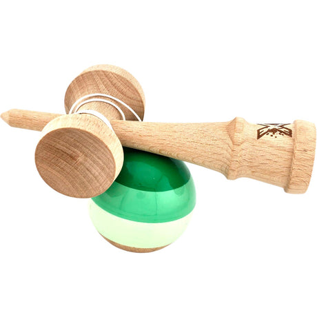 Kendama X Originala, Profesionala, Flippy, Super Sticky din Lemn, 18 cm, Verde Mix - vivimall.ro
