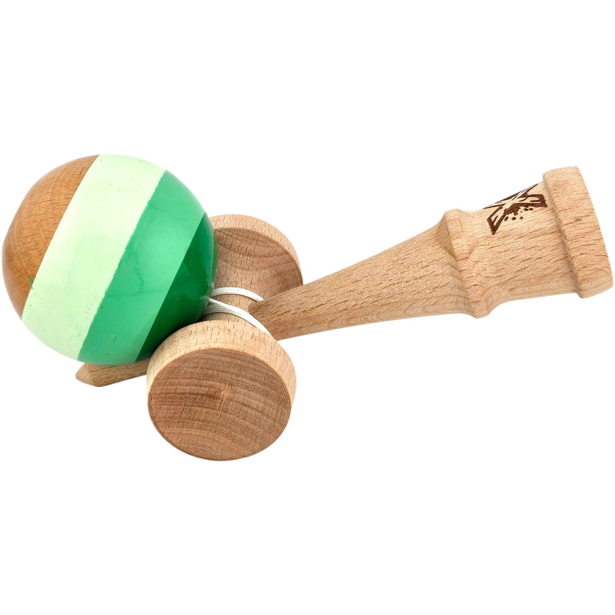 Kendama X Originala, Profesionala, Flippy, Super Sticky din Lemn, 18 cm, Verde Mix - vivimall.ro