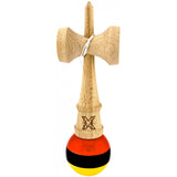Kendama X Originala, Profesionala, Flippy, Super, Sticky din Lemn, 18 cm, Rosu/Negru/Galben - vivimall.ro