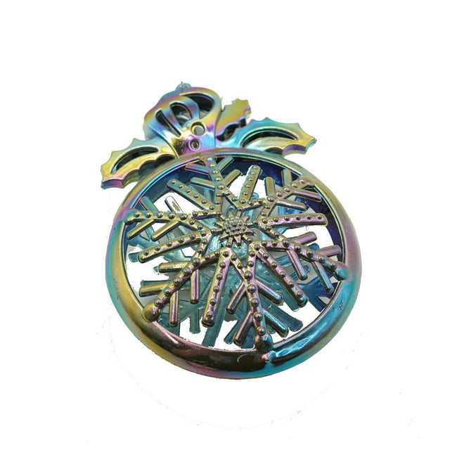 Ornament brad de Craciun, Iridescent, Rotund, 8 cm x 11 cm, Plastic, Vivimall - vivimall.ro