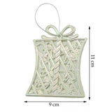 Ornament brad de Craciun, Perlat, in forma de Cadou, 9 cm x 11 cm, Plastic, Vivimall - vivimall.ro