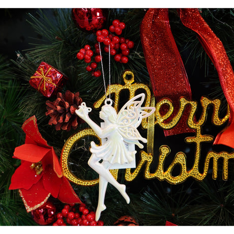 Ornament brad de Craciun, Perlat, in forma de Inger, 8 cm x 14 cm, Plastic, Vivimall - vivimall.ro