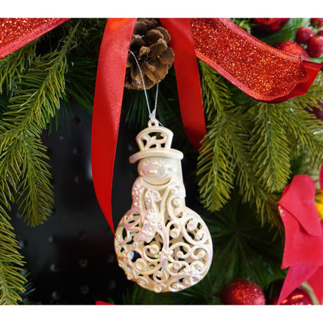 Ornament brad de Craciun, Perlat, in forma de Om de zapada, 8 cm x 13 cm, Plastic, Vivimall - vivimall.ro