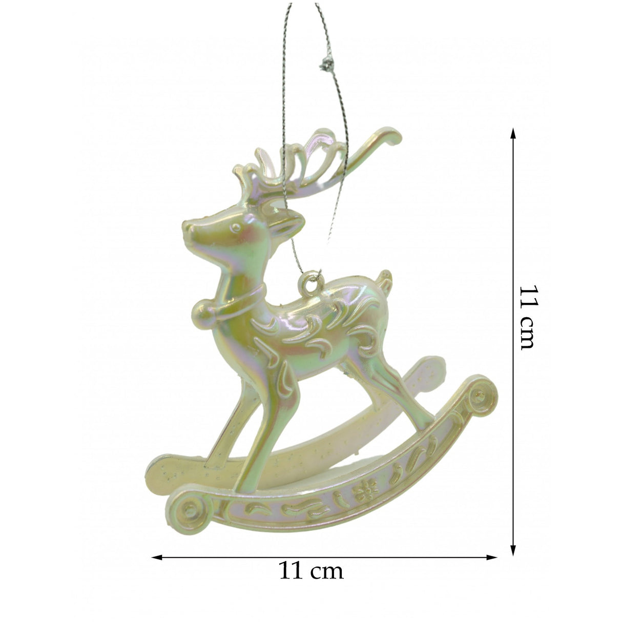 Ornament brad de Craciun, Perlat, in forma de Ren, 11 cm x 11 cm, Plastic, Vivimall - vivimall.ro